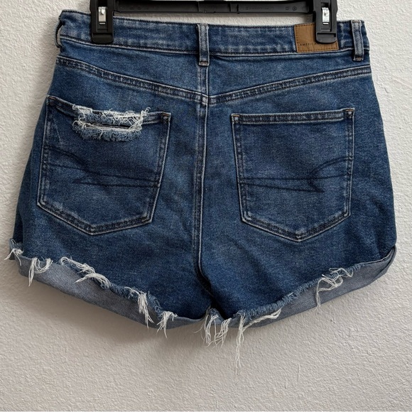 American Eagle AE Stretch Mom Short Distressed Denim Dark Blue Jean size 8 - Picture 9 of 9